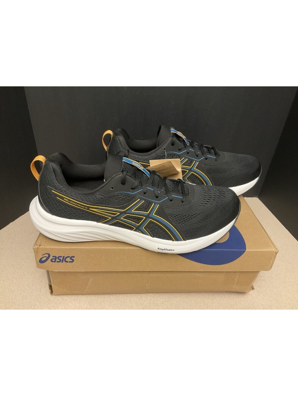 New! Mens ASICS Gel Contend 9 Black/Multi Athletic Shoes. Size 13. Nice Shoes!